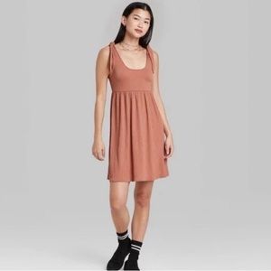 Wild Fable Sleeveless Tie Strap Babydoll Dress in Blush Brown